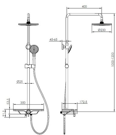 Душевая система AQUAme AQM8002G Серая 
