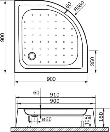 Поддон для душа RGW Acrylic Lux/TN-Р 90x90 