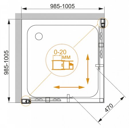 Душевой уголок Cezares Momento A 2 100 C Cr 