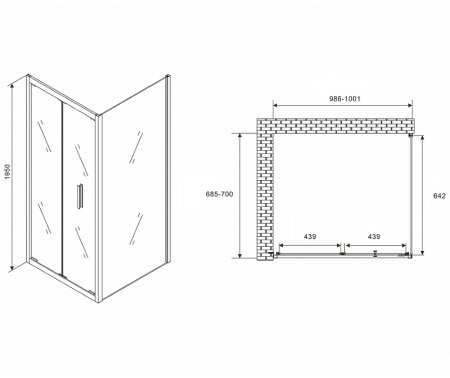Душевой уголок Abber Sonnenstrand 100х70 AG07100B-S70B профиль Черный стекло прозрачное 