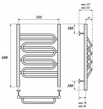 Электрический полотенцесушитель Point Юпитер Премиум PN01156SE П5 500x600 левый/правый Хром 