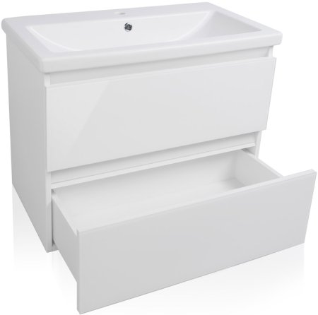 Тумба под раковину Style Line Даймонд 80 Люкс Plus подвесная Белый глянец 