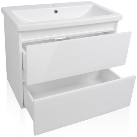 Тумба под раковину Style Line Даймонд 80 Люкс Plus подвесная Белый глянец 