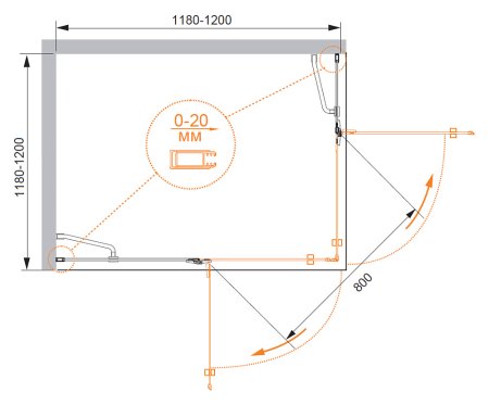 Душевой уголок Cezares Bergamo A2 120 C Cr 