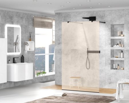 Душевая перегородка Cezares Liberta-L-2-110-120-BR-NERO стекло бронза, кронштейн 120 см 