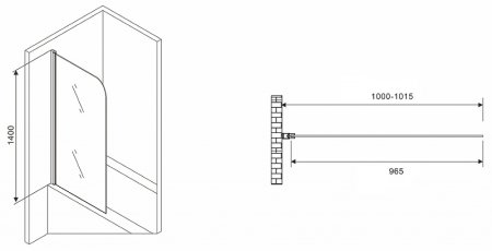 Шторка на ванну Abber Ewiges Wasser 100х140 AG52100 профиль Хром стекло прозрачное 