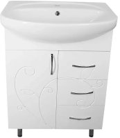 Тумба с раковиной Style Line Эко Фьюжн 24 65 ЛС-00002285 Белая глянцевая