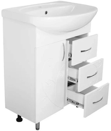Тумба с раковиной Style Line Эко Фьюжн 24 65 ЛС-00002285 Белая глянцевая 