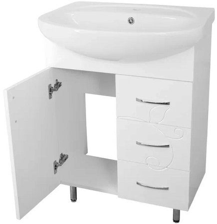 Тумба с раковиной Style Line Эко Фьюжн 24 65 ЛС-00002285 Белая глянцевая 