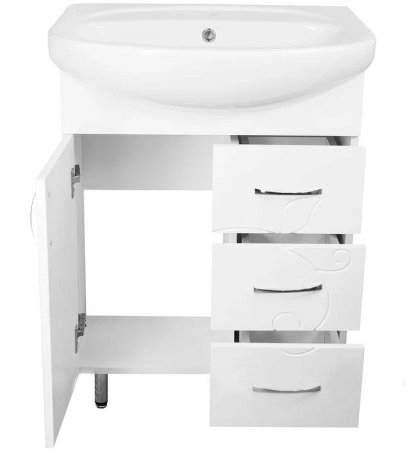 Тумба с раковиной Style Line Эко Фьюжн 24 65 ЛС-00002285 Белая глянцевая 