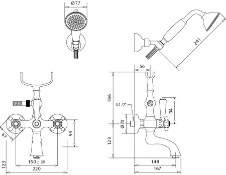 Смеситель Migliore Arcadia ML.ARC-8302.BR для ванны с душем, бронза 