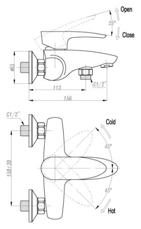 Смеситель Triton Модена 19004B-D74 для ванны с душем 