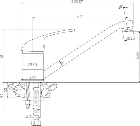 Смеситель для кухонной мойки Rossinka Y40-21 , белый 