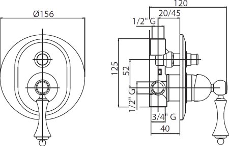 Смеситель Cezares Margot MARGOT-VDIM-01-Bi для ванны с душем 