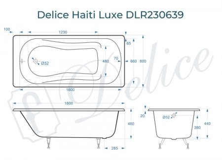 Ванна чугунная Delice Haiti Luxe 180х80 DLR230639 