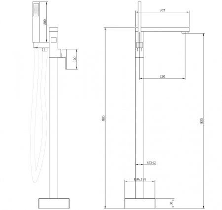 Смеситель ABBER Daheim AF8215B напольный, черный матовый 