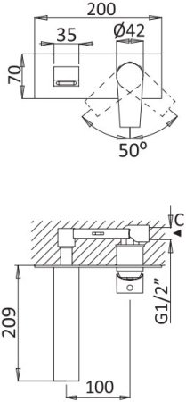 Смеситель Cezares Nautic BLI-01-W0 С ВНУТРЕННЕЙ ЧАСТЬЮ, для раковины 