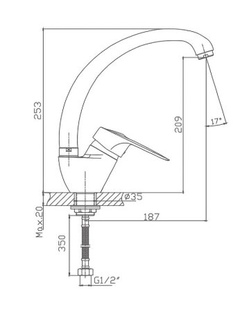 Смеситель однорычажный для кухни HAIBA CRON CN4104-2 