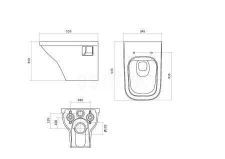 Унитаз подвесной Santek Лайн 1WH501574 с горизонтальным выпуском, безободковый 