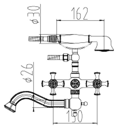 Смеситель Zorg Antic A 7000W-BR для ванны с душем 