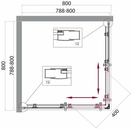 Душевой уголок BelBagno Uno 80х80 UNO-195-A-2-80-P-Cr профиль Хром стекло рифленое 