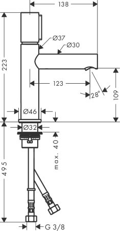Смеситель Axor Uno 45012820 для раковины, шлифованный никель 