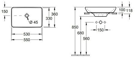 Раковина-чаша Villeroy&Boch Venticello 55 411355R1 Альпийский белый 