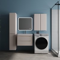 Тумба подвесная STYLE LINE "Бергамо мини 70" (2 ящ.) Люкс Плюс антискрейтч карамель с раковиной Каре Люкс МИНИ 700х350