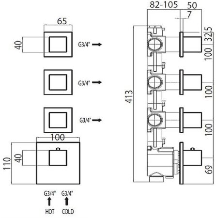 Смеситель для душа Bossini Oki Outlets Z031205.021 с термостатом Золото 