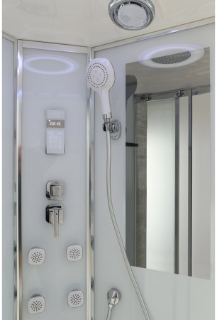 Душевая кабина Black&White Galaxy 100х100 5503100 с гидромассажем профиль Серебристый хром задняя стенка Белая 