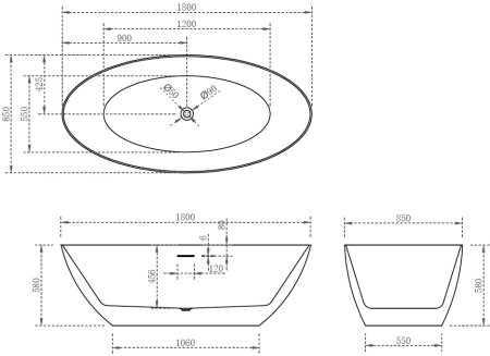 Акриловая ванна ABBER AB9374-1.8 белая 