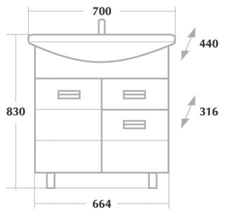 Тумба с раковиной Onika Балтика 70.12 