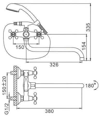Смеситель для ванны Frap H19 F2619-2 универсальный Хром 