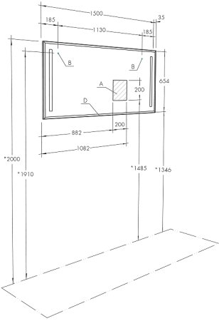 Зеркало Aquaton Отель 150 1A107502OT010 с подсветкой с функцией антипар и подогревом 