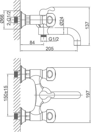 Смеситель D&K Kassel Hessen DA1423201 для ванны с душем 