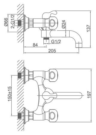 Смеситель D&K Kassel Hessen DA1423201 для ванны с душем 