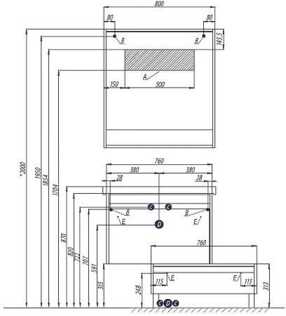 Зеркало Aquaton Капри 80 1A230402KPDB0 с подсветкой Таксония темная 
