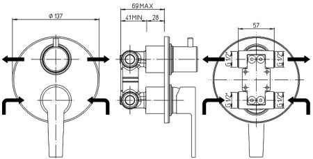 Смеситель для душа Paini Le Mans 90CR6911 Хром 