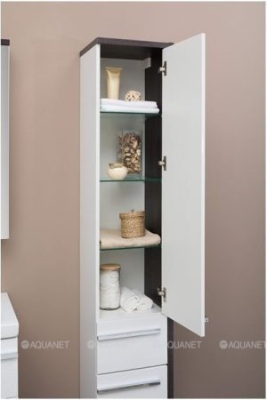Шкаф-пенал для ванной Aquanet Фостер 35 эвкалипт мистери/белый 
