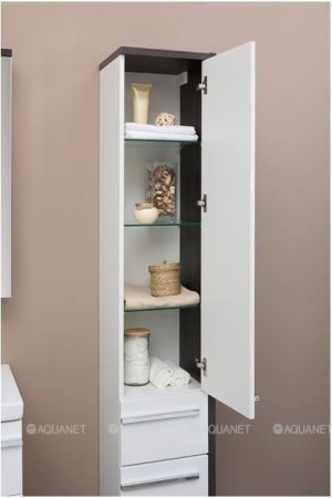 Шкаф-пенал для ванной Aquanet Фостер 35 эвкалипт мистери/белый 