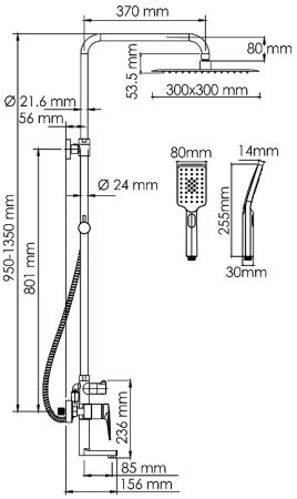 Душевая система WasserKRAFT A155.260.201.BG Золото матовое 