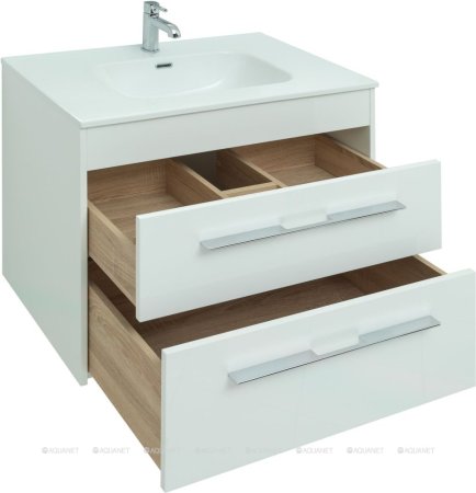 Тумба с раковиной Aquanet Августа 80 белый (ручка хром) 