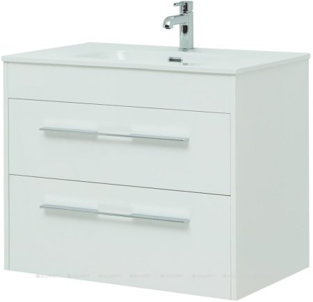 Тумба с раковиной Aquanet Августа 80 белый (ручка хром) 