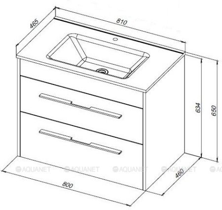 Тумба с раковиной Aquanet Августа 80 белый (ручка хром) 