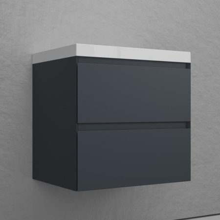 Тумба подвесная Style Line "Манхэттен 60" ЭМАЛЬ под ASTI 60 2 ящика PLUS графит 