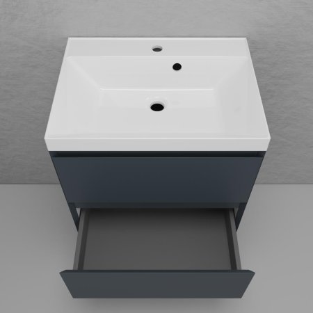 Тумба подвесная Style Line "Манхэттен 60" ЭМАЛЬ под ASTI 60 2 ящика PLUS графит 