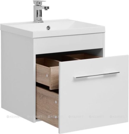 Тумба с раковиной Aquanet Августа 58 белый (ручка хром) 