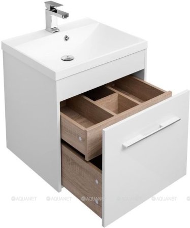 Тумба с раковиной Aquanet Августа 58 белый (ручка хром) 