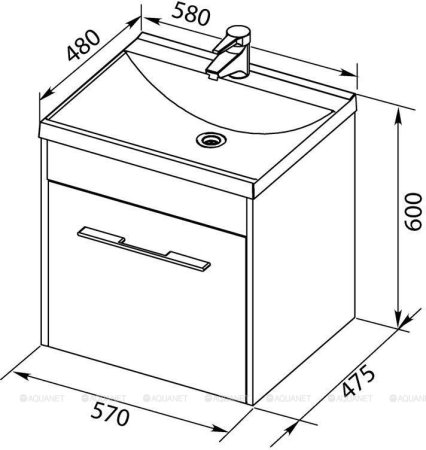 Тумба с раковиной Aquanet Августа 58 белый (ручка хром) 