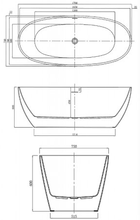 Акриловая ванна Azario Darwin 170х75 DAR17075 без гидромассажа 
